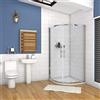 AICA ITALY 185 cm Box doccia Semicircolare Apertura Scorrevole Vetro Temperato 5 mm Trasparente Ingresso Centrale 90x90 cm, incluso Piatto Doccia 90x90 cm