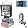 Behogan Lampada a batteria per Bosch 18 V sistema GBA, lampada da lavoro senza fili con connettore USB A & Type-C, faretto LED girevole a 140°, 6 modalità di luminosità, 18-20 V, 1800 lm