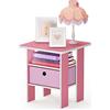 Furinno Andrey tavolino comodino con cassetto portaoggetti, Rosa