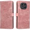 Vaitasy Custodia per Xiaomi Redmi Note 14 Pro 5G/ Note 14 Pro Plus 5G, Anti Graffio Pelle PU Cover con Magnetico Folio Protettiva Custodia per Xiaomi Poco X7 5G - Gatto Rosa scuro