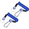PATIKIL 2Pz 3Ft Cavo Sicurezza Freno Emergenza Rimorchio Cinghie Cavi Blu | Traino a Molla Filo a Spirale, con Clip per Interruttore Emergenza Rimorchio Rv, Cavo Emergenza Rimorchio