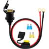 HuaLiSiJi Presa Accendisigari 12V 24V Femmina con Cavo 14AWG 20A Presa Accendisigari con Cavo a O Ring Terminal, con Fusibile Copertura Impermeabile per Auto, Moto, Barche (0.6 m)