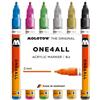 Molotow One4All 127HS - Set di 6 pennarelli acrilici metallizzati (spessore del tratto 2,0 mm, ad asciugatura rapida, ricaricabili, per quasi tutte le superfici, 6 pezzi assortiti
