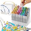 Arrtx Set di 80 Pennarelli colorati con punta doppia, Brush Markers pennello e scalpello per artisti, pennarelli per schizzi, colorare per adulti, calligrafia