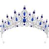 ULTECHNOVO Corona per donne di cristallo principesse diademi strass regina fascia per capelli da sposa per compleanno, ballo di fine anno, cerimonia, accessori di scena (blu)