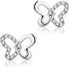Miore Orecchini Donna Orecchini Farfalla Piccoli a Lobo Diamanti taglio Brillante ct 0.04 Oro Bianco 9 Kt / 375