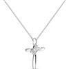 MIORE Collana con Diamante 14 Carati 585, Catenina 45cm in Oro Bianco e Pendente a Croce 10x5.5 mm, Set con 2 Diamanti Bianchi Naturali da 0.05 Carati