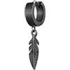 Kuzzoi Orecchini a cerchio da uomo, rotondi, per uomini, 1 cerchio, con cerniera (13 mm) con ciondolo a forma di piuma in stile boho, in argento sterling 925, Argento