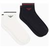 Emporio Armani CALZINI UOMO POP SPUGNA 2-PACK INTERNO NERO TU, Nero, Taglia unica