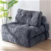 MAXYOYO Divano letto pieghevole convertibile con cuscino e supporto schiena, sedia portatile, comodo da pavimento, per soggiorno e camera da letto, antracite
