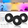 HOTUT Luce Led Sottopensile RGB,3 Pezzi Luce LED Vetrina RGB Ricaricabile USB con Telecomando,Batteria Luci Lampada Spot a Senza Filo Magnetico per Gabinetti,Vetrine(Nero)