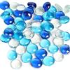 WAIZHIUA Ciottoli Vetro Blu, 100 Pezzi Perline Piatte Decorative Traslucidi, Sassi Piatti Vetro, Decorative Mosaico Pietre Sassolini Decorativi per Vasi Decorazione Matrimoni Pietre Acquario