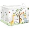 HUUMONSS Grande Cesta Porta Biancheria Animale Della Foresta Pieghevole Cestini Portaoggetti Giocattoli/Vestiti per Genitore Cesta Indumenti Sporchi per Bagno, Giraffa, 36L