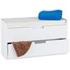 Relaxdays Mobiletto, Panca con 2 Cassetti, Stile Retrò, Imbottitura per Sedersi, HLP: 45 x 80 x 36 cm, Bianco