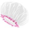 mikimini Cuffia Doccia Bianca per Donne, Grande Cappelli Doccia Impermeabili Riutilizzabile per Capelli Lunghi, Cuffie da Bagno a Doppio Strato per Capelli, 2 Pezzi