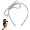 BOXOB Fascia per Capelli con Fiocco, Fascia per Capelli con Strass Fascia per Capelli con Fiocco di Cristallo Corona per Capelli Lucida Fascia per Capelli con Fiocco Accessori (Argento)