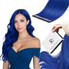 RUNATURE Extension Capelli Veri Biadesivo Blu 50cm 10 Pcs 25g Invisibile Extension Capelli #Blue