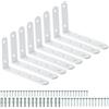 Mooche 8 staffe bianche per mensole da 125 mm, in metallo a L, per mensole, montaggio a parete, resistenti, per soggiorno, cucina, ufficio
