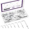 Swpeet Kit assortito di ganci a L rivestiti in vinile bianco, 130 pezzi, 8 misure 1/2, 5/8, 3/4, 7/8, 1, 1-1/4, 1-1/4, 1-1/2, 5,1 cm, 5,1 cm, bianco rivestito in vinile a L, viti