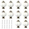 txuzong 10Pcs Pomelli Cucina - Maniglie per Mobili a Forma di Zucca, Bianco, per Cassetti/Armadi/Cassettiere, Design Vintage, Facili da Installare (1.2cm)