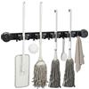 Culinavog Porta Scope Parete, Ventosa Senza Chiodi, 4 Supporti e 5 Ganci Portascope da Muro, Barra per Appendere Strumenti di Pulizia, Appendi Scope a Muro Autoadesivo Per Cucina, Bagno, Garage