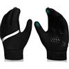 hvoolee Guanti da ciclismo per bambini, caldi guanti invernali - touch screen, impermeabili, per bambini, sport all'aria aperta, in pile termico, antiscivolo, per ragazzi e ragazze, colore nero, 4-12 anni