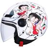 SHIRO HELMETS Casco Moto Jet ECE Omologato La Betty Bianco Talla XS Casco Uomo Donna