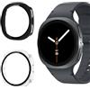 Vanrain Cover per Samsung Galaxy Watch 8 44mm, 2 Pezzi Custodia Protezione Totale Ultra Sottile Cover Rigida per PC Schermo con Pellicola Vetro, Transparent+Nero