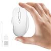 Uiosmuph MINI Mouse Bluetooth, Ricaricabile senza fili Bluetooth Tri-Mode BT 5.1/5.0 + 2.4G, Silenzioso Mouse Wireless con Ricevitore USB e Tipo-C, 1600DPI Travel Mice per Laptop, Bianca