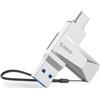 ORICO Chiavetta USB 32 GB USB 3.2 Memory Stick OTG fino a 150 MB/s 2 in 1 Tipo C Flash Drive in metallo per iPhone 17/16/15/Smartphone Android/Tablet/Mac/Laptop/PC, Argento, CB05