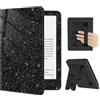 FINTIE Custodia per 7 Kindle Paperwhite (12ª Gen) / Colorsoft - 2024/2025 | Protettiva Supporto Cover con Slot per Schede & Hand Strap per Kindle Paperwhite e Kindle Colorsoft Signature, Glitter Nero