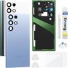 Enkeig Vetro Posteriore per Samsung Galaxy S22 Ultra 5G S908, Blu | Qualità originale scocca vetro posteriore copribatteria back cover cover posteriore back glass con lente fotocamera kit.