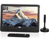 August DA383 10 Pollici TV Portatile con Lettore DVD Integrato, Registrazione HD TDT DVB-T2 Mini TV con Batteria Ricaricabile, CD/DVD/USB/SD, HDMI, AV - Aux out, Perfetto per Viaggi in Caravan e Casa
