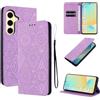 LSPCASA Custodia per Samsung Galaxy S25 FE Premium Pelle PU Flip Cover Con Slot Per Schede e Funzione Supporto Cover Case Portafoglio Fiori retrò per Samsung Galaxy S25 FE -Viola