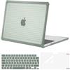 MOSISO Custodia Compatibile con MacBook Air 13 Cover M4 M3 M2 2025 2024 2023 2022 A3240 A3113 A2681,per Mac Air 13,6 Paraurti TPU Anti-crepa Strisce Servizio Pesante Case&Copritastiera&Pellicola,Verde