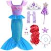 Tyidalin Costumi Sirenetta Principessa Ariel Bambine Vestito Sirena Ragazza con Parrucca per Festa Compleanno Carnevale Halloween