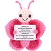 TOYMIS Farfalla Uncinetto, 8 cm Bambola All'Uncinetto a Forma di Farfalla Positiva Fatta a Mano Che Tiene in Mano un Biglietto Motivazionale è un Regalo Motivazionale Adatto ad Amiche e Colleghe