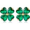 Reffeer Orecchini a perno in argento Sterling 925 a forma di quadrifoglio, per donne e adolescenti, con zirconia cubica verde, orecchini per il giorno di San Patrizio