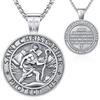 Odinstone Ciondolo uomo San Michele/San Cristoforo Collana in argento sterling 925 da uomo gioielli amuleto uomo e donna con catena in acciaio inossidabile, 25mm x 25mm, Argento sterling