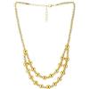 COOLSTEELANDBEYOND Collana con Perline Dorate a Strati per Donna, Doppio Filo di Perle Tonde, Gioiello Elegante Statement