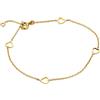 MIORE Bracciale Donna Oro Giallo, Oro Vero 9Kt 375, Catenina anallergica con Quattro Cuori in Oro. Braccialetto Cm 18 con Riduzione a Cm 17. Bracciale Made in Italy.