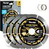 TOLESA Disco diamantato 115 mm, segmentato per smerigliatrice angolare, adatto per tagliare pietra, cemento, mattoni e muratura. Foro 22,23 mm con adattatore 20/16 mm, taglio veloce (confezione da 3)