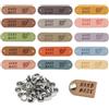 MOLIMOLI 15pz Etichette in Pelle Fatte a Mano con Borchie, Etichetta Fatta a Mano per Cucire, 2 Forme (Fiocco e Rettangolo) in 4 Colori, per Decorazione di Abbigliamento Fai da Te in Pelle Sintetica