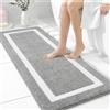 Famibay Tappeto da bagno, antiscivolo, lavabile, assorbe l'acqua, tappetino da bagno e da bagno, in microfibra, 50 x 140 cm, colore: grigio