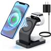 BIGBIG WON Caricatore Magsafe 3 in 1, caricatore per cellulare, caricatore wireless con adattatore QC per iWatch 7 6 5 4 3 2 AirPods, per iPhone 13 13 Pro 13 Pro Max 12 12 Pro 12 Pro Max