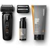 Manscaped Refining The Gentleman MANSCAPED® The Chairman™ PRO Package - Rasoio a lamina da uomo con due lame intercambiabili, lamina a quattro lame SkinSafe® e rifinitore per barba, gel Power Shave, siero dopobarba Face Shave Soother