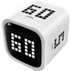 QUMOX Timer Digitale a Cubo,Timer Ricaricabile con Sensore di Gravità e Modalità Manuale, Conto alla Rovescia 5/10/30/60 Minuti, USB-C, Avvisi con Vibrazione e Suono per Studio, Lavoro, Cucina, Bianco