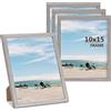 LYYYYX Cornice portafoto in legno grigio, 10 x 15 cm, con cornice in vetro acrilico, set da 3 pezzi, per certificati, foto, poster, puzzle