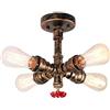 iDEGU 4 Luci Plafoniera Vintage Lampada da Soffitto Stile Tubo Industriale Lampadario per Soggiorno Camera da Letto Cucina (Bronzo)