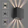 auralab Applique da Esterno LED in Alluminio, Applique da Parete Esterno con Effetto Luce Regolabile Sopra e Sotto 6W 4000K, IP65 Impermeabile per Portico, Patio, Giardino, Camera, Quadrata